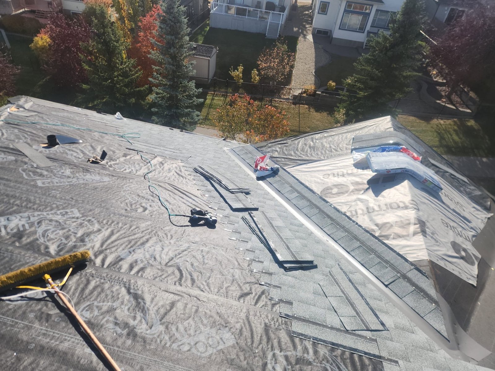 Roof replacement in progress