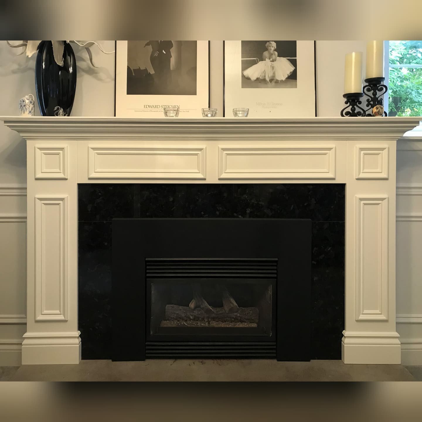 fireplace mantel<